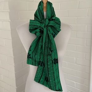 Womens green and black reindeer festive winter long dress scarve scarf